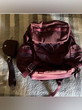 Burgundy Lululemon Backpack with Coin Pouch